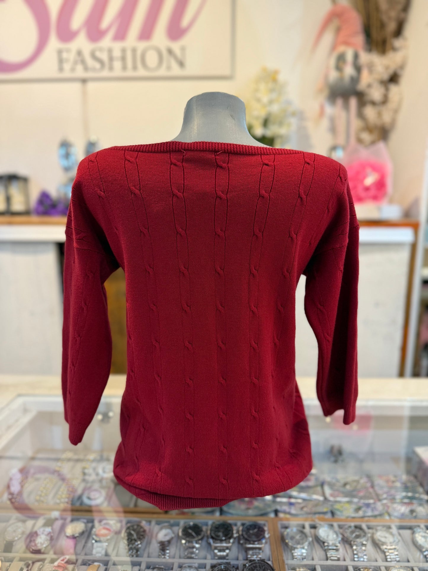 Basic top 3/4 mouw (rood) 0085