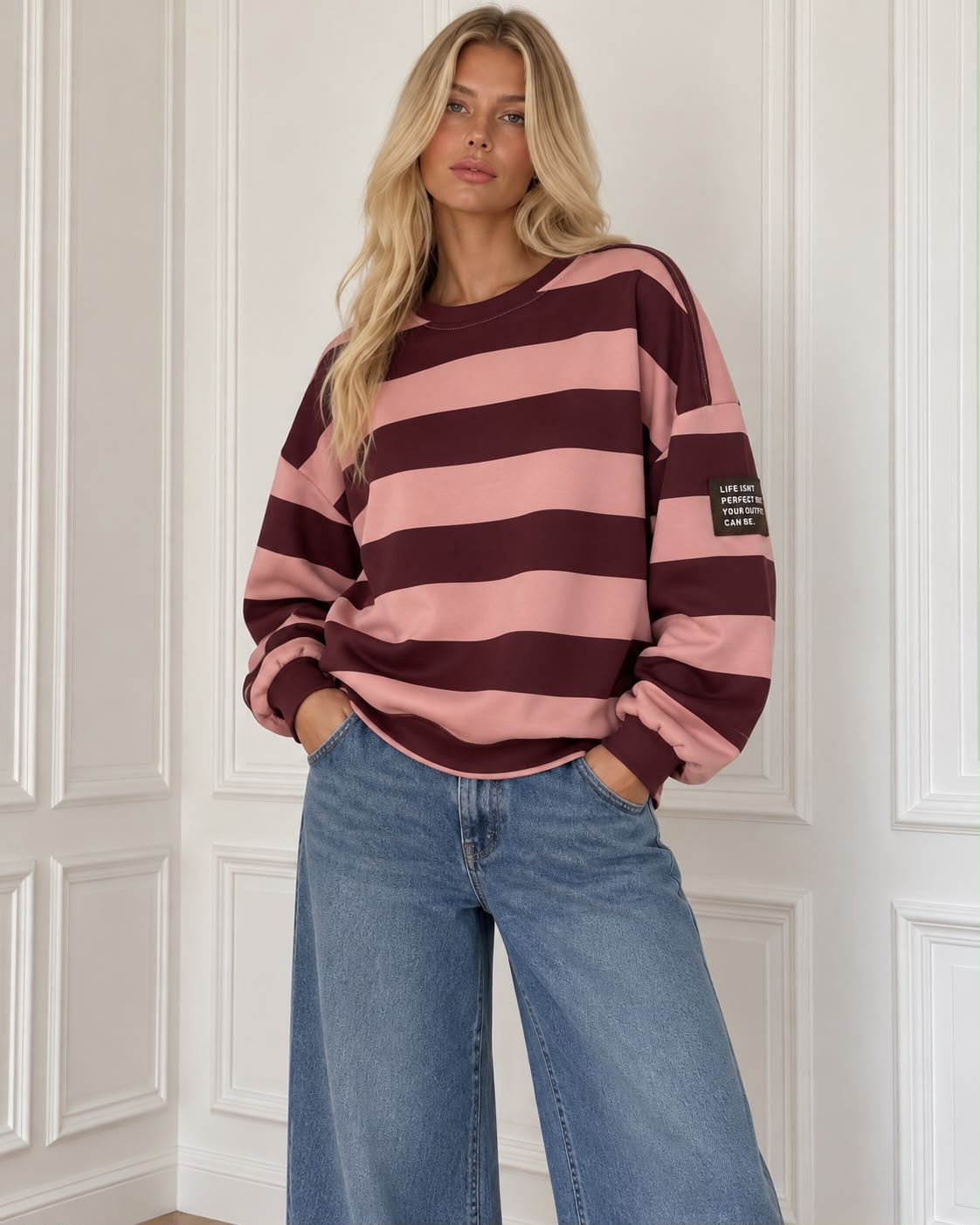 LONGSLEEVE LIFE ISN’T PERFECT BUT YOUR OUTFIT CAN BE (BORDEAUXROOD-PINK)