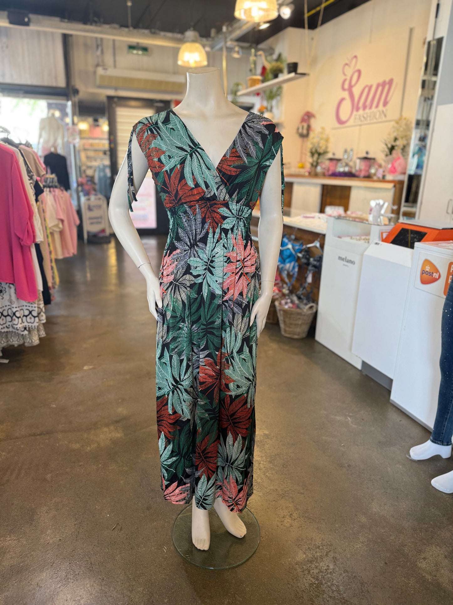 ICONIC DRESS BLAD (GROEN/ORANJE)