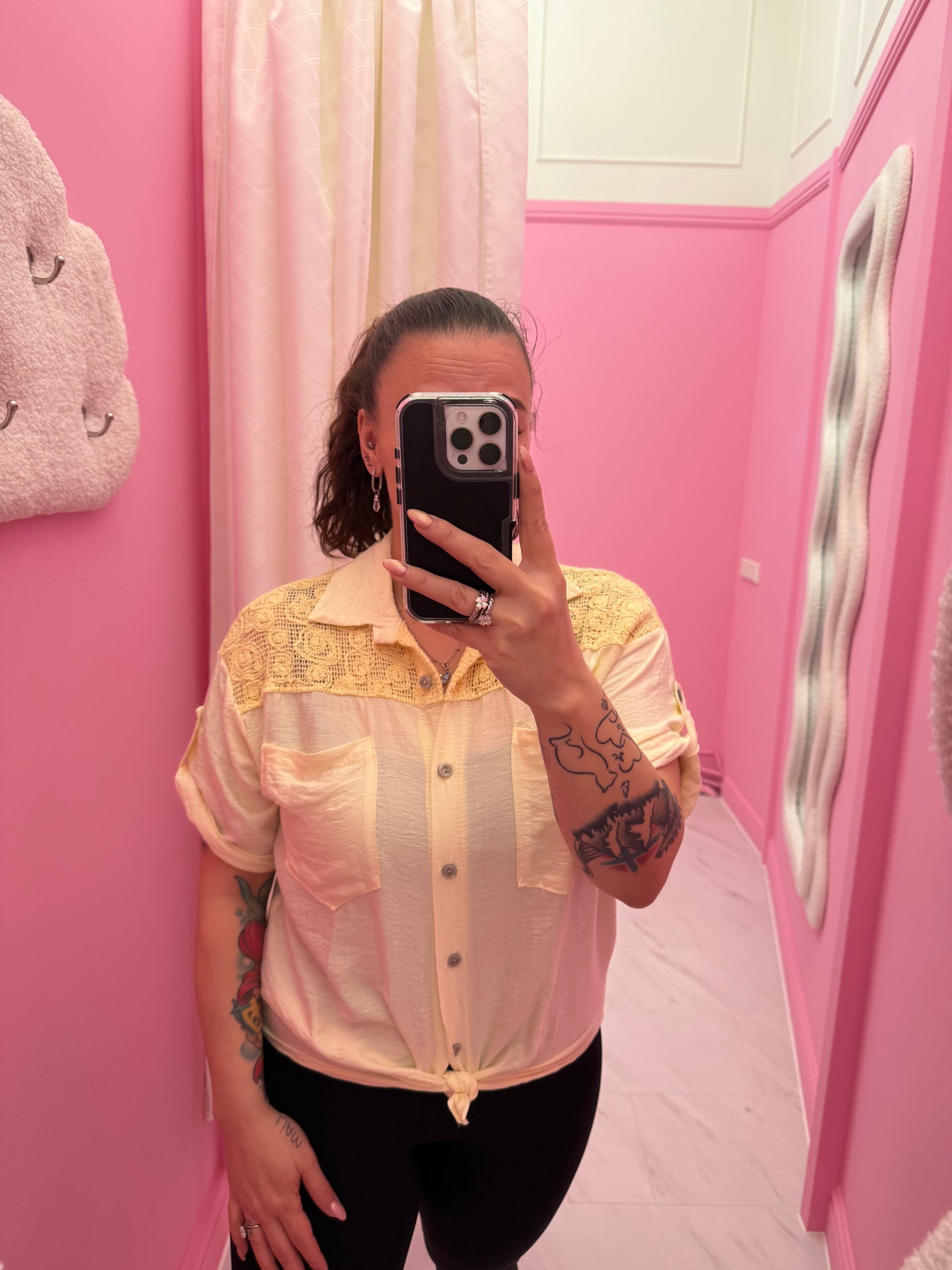 BLOUSE KNOOP (GEEL)