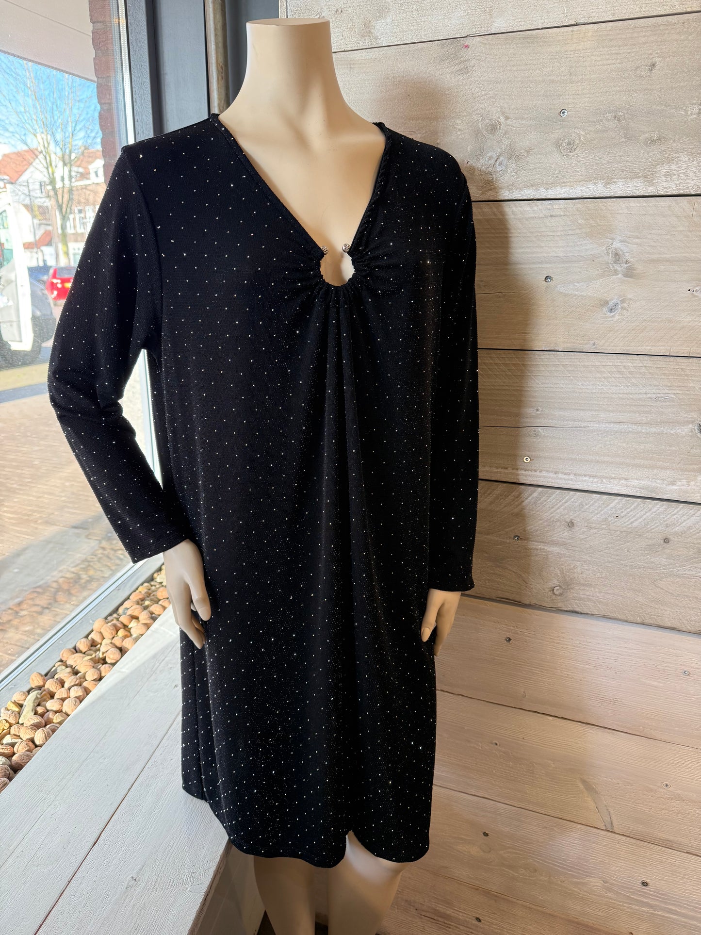 Glitterjurk zwart/zilver 0015