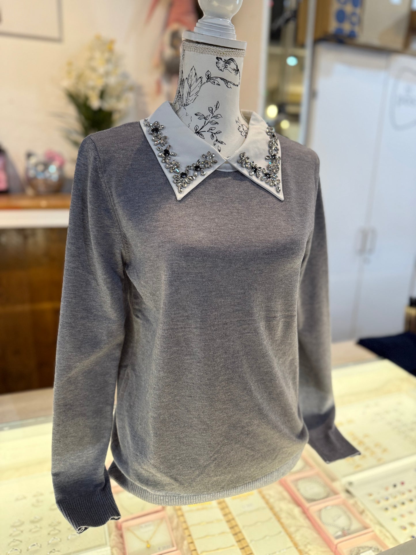 TOP MET KRAAGJE (GRIJS) 0263