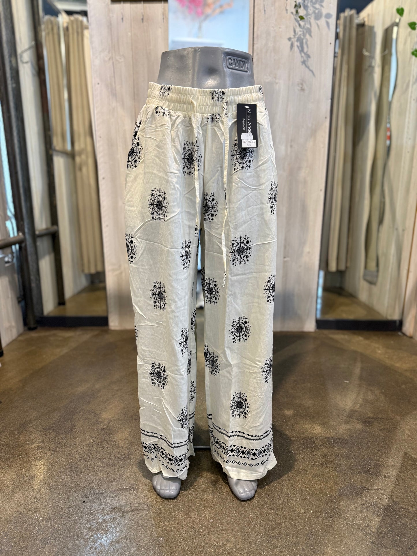 ZOMERBROEK (WIT/ZWART) LINNENLOOK