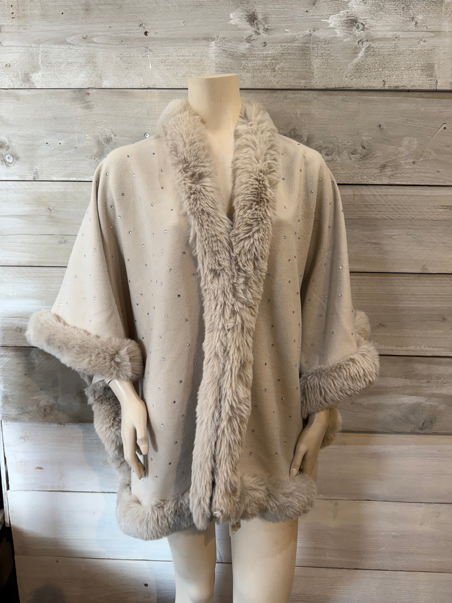 Poncho bling bling beige