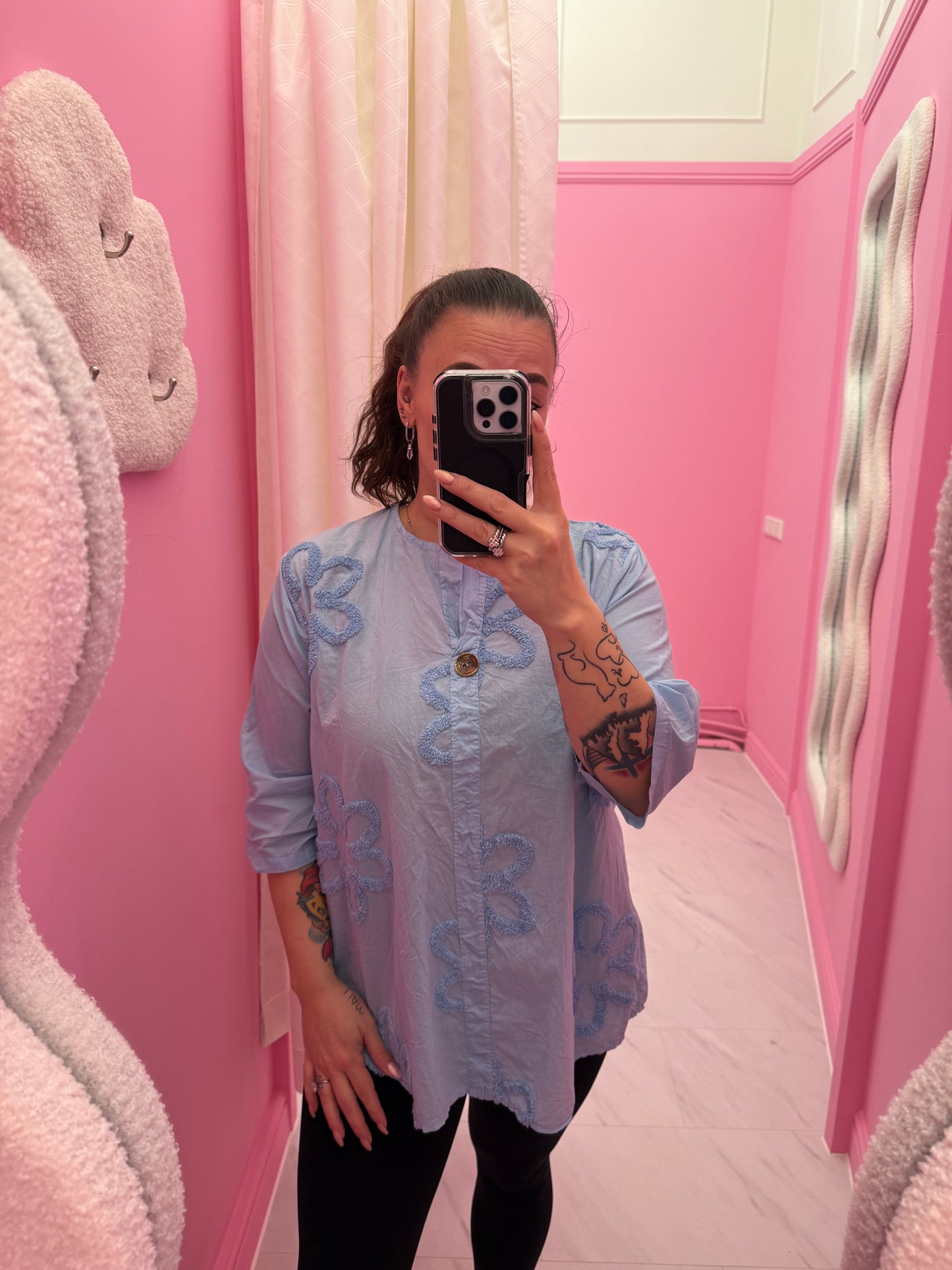 BLOUSE BLOEM (BLAUW)