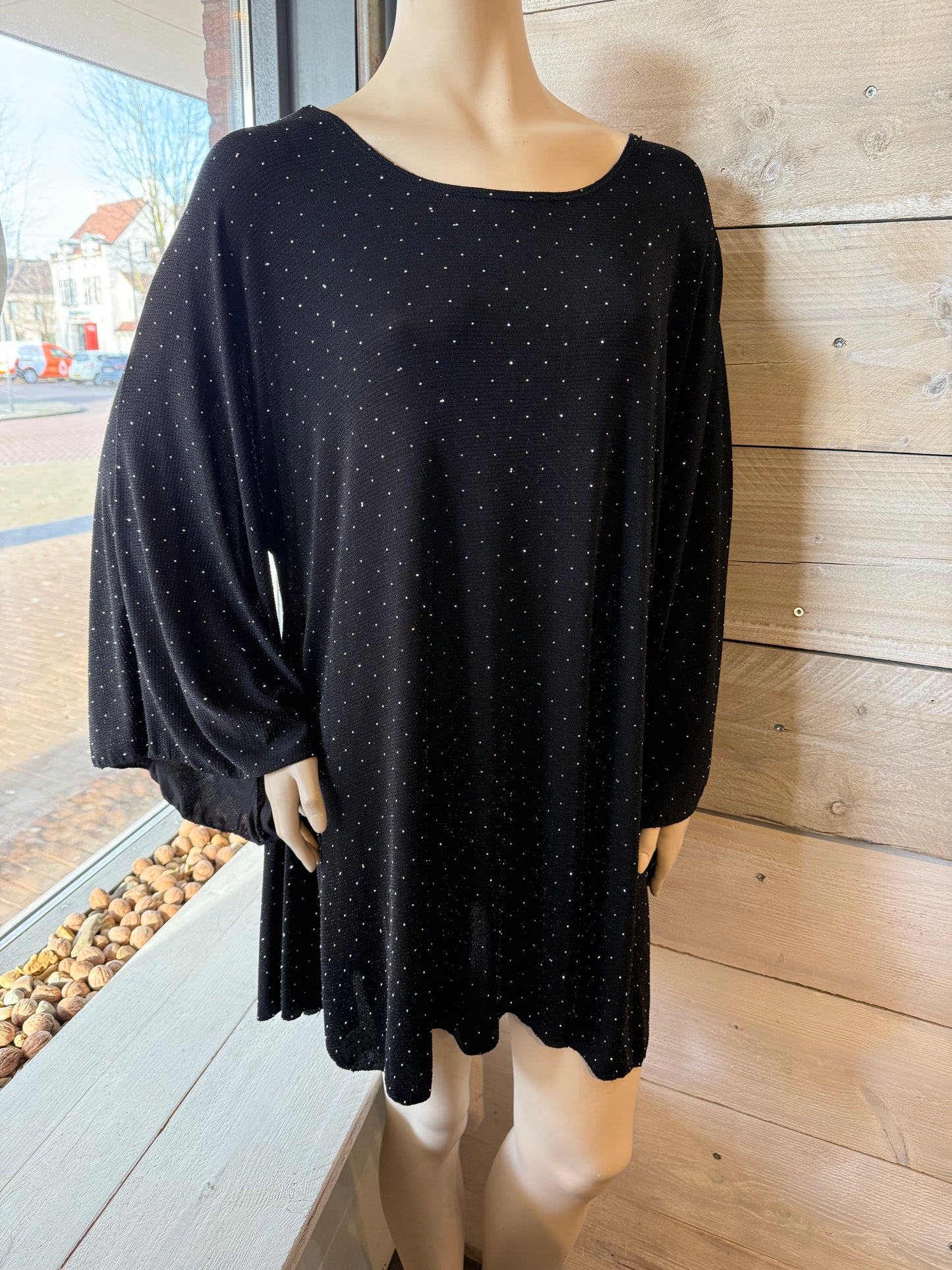 Glittertuniek zwart/zilver 0016