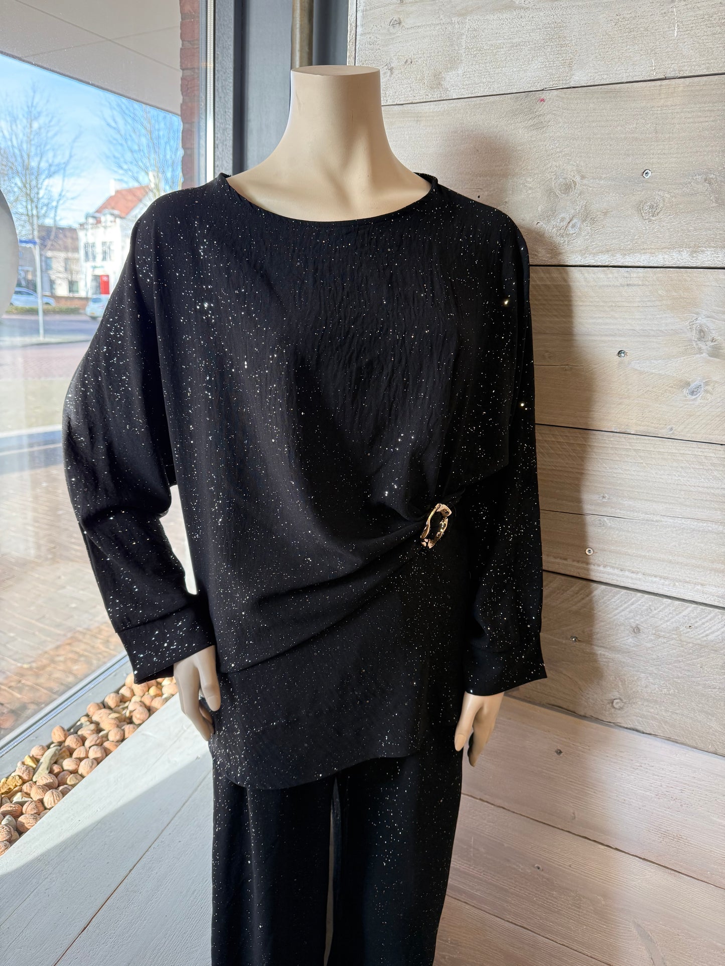 Glitter blouse 3 (zwart) 0049