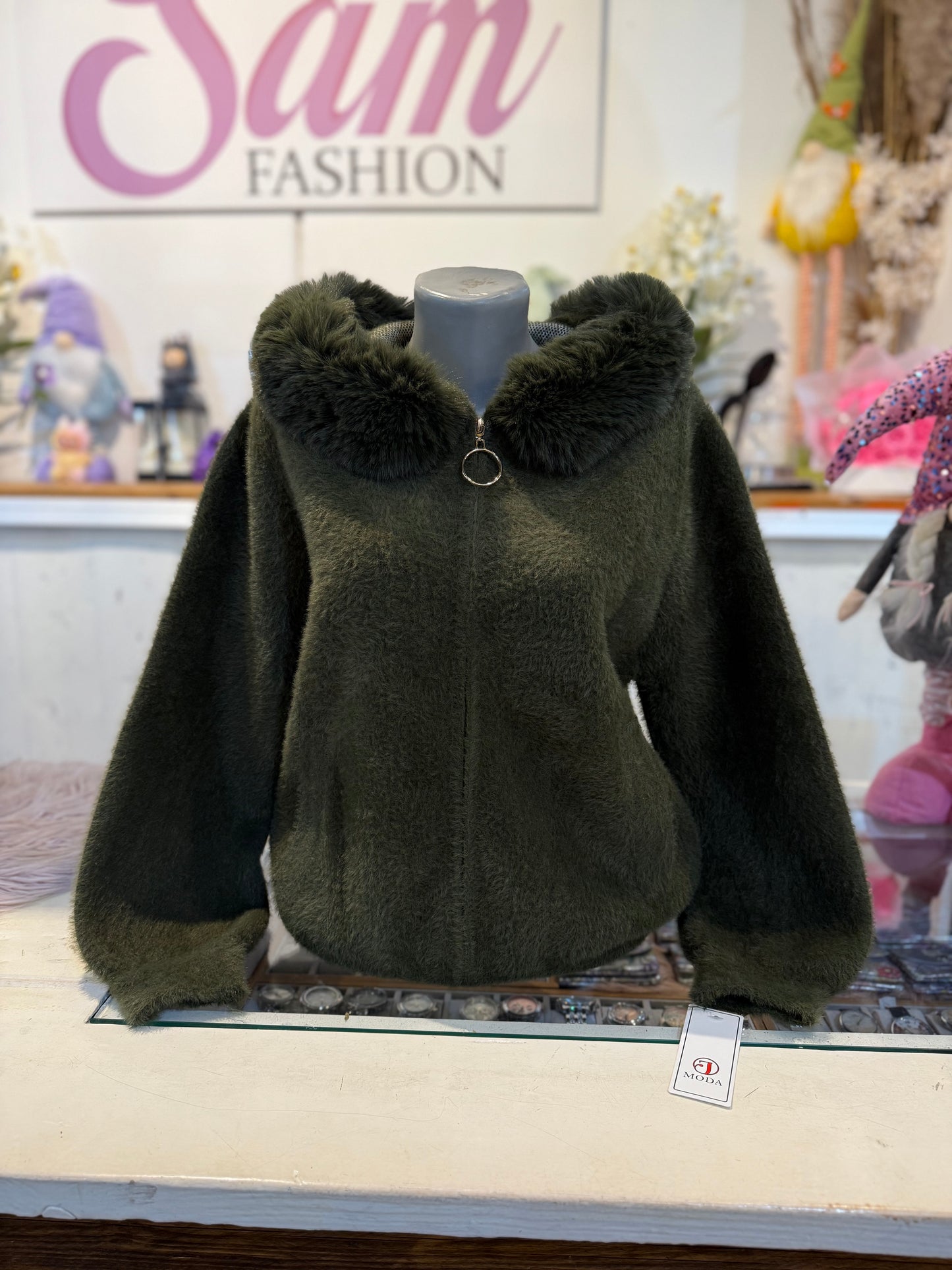 Fluffy vest groen