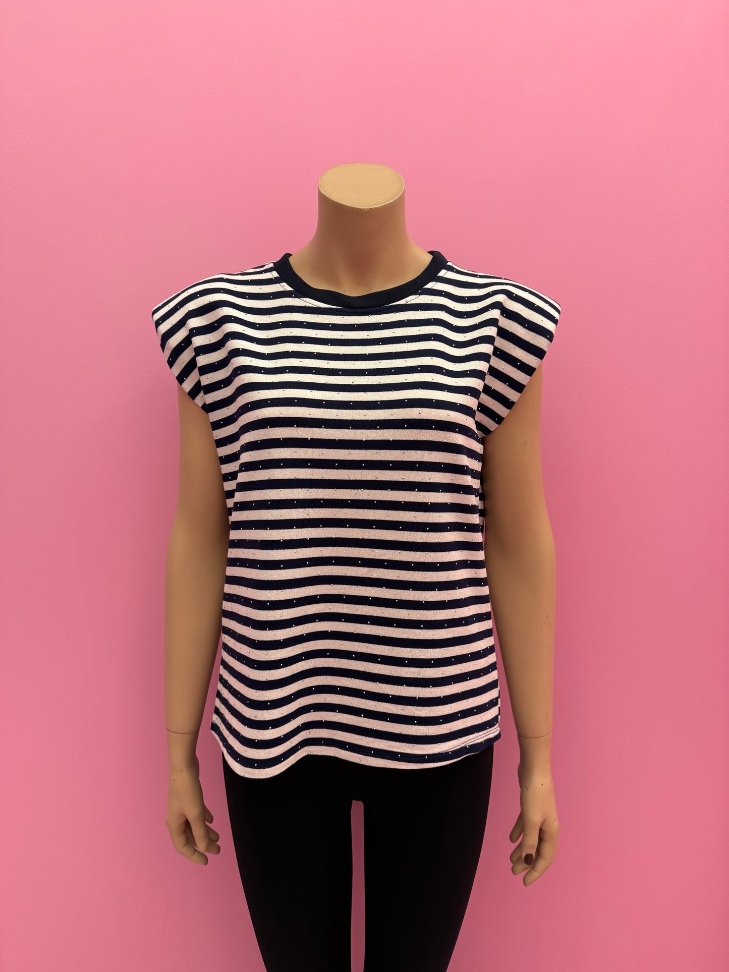 T-SHIRT STREEP BLINGBLING (BLAUW/WIT)