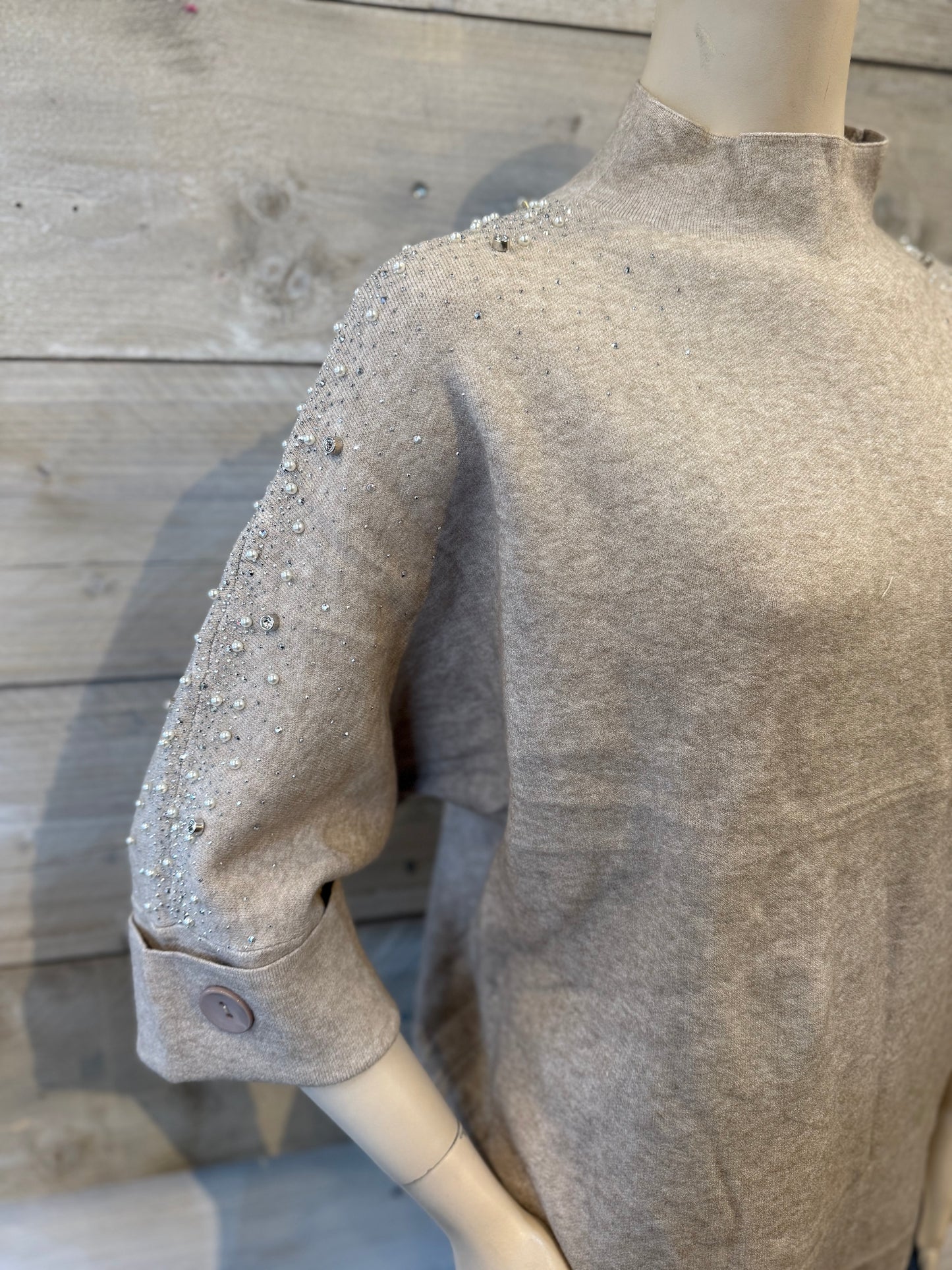 Top met glitters beige