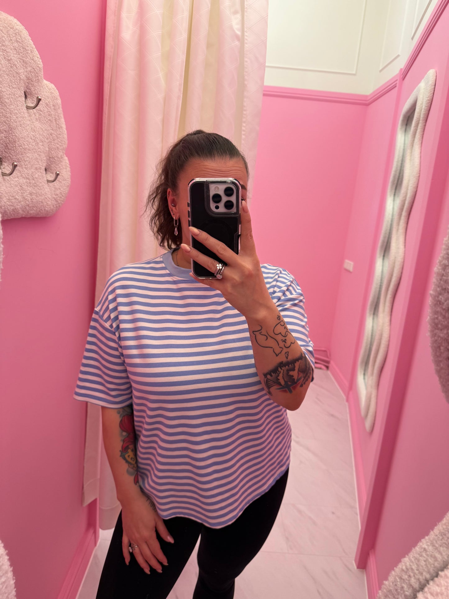 T-SHIRT GESTREEPT (BLAUW)