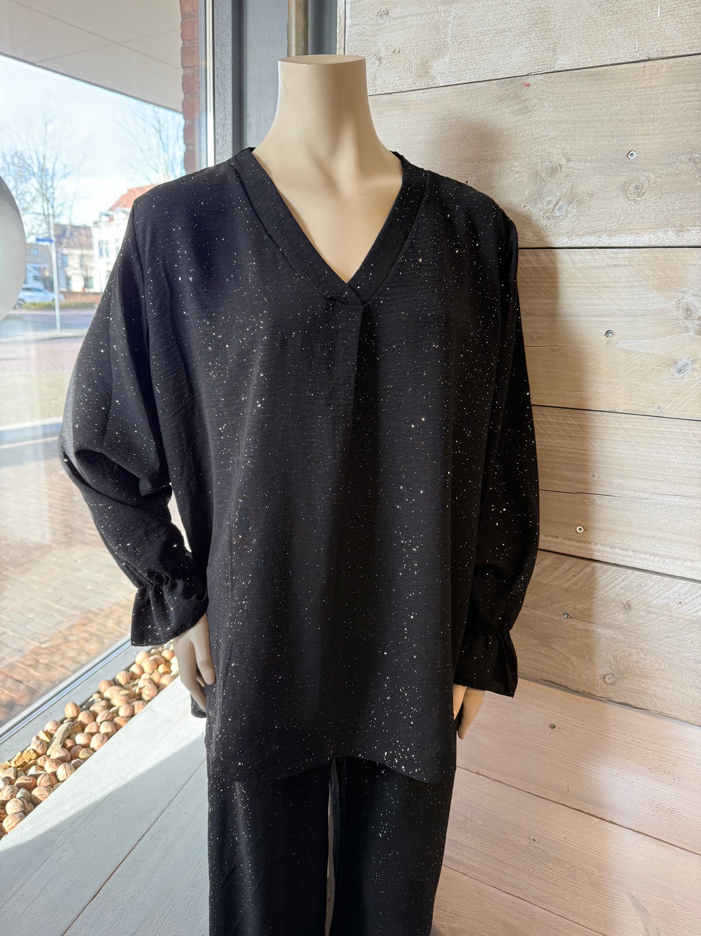 Glitter blouse 4 (zwart) 0051