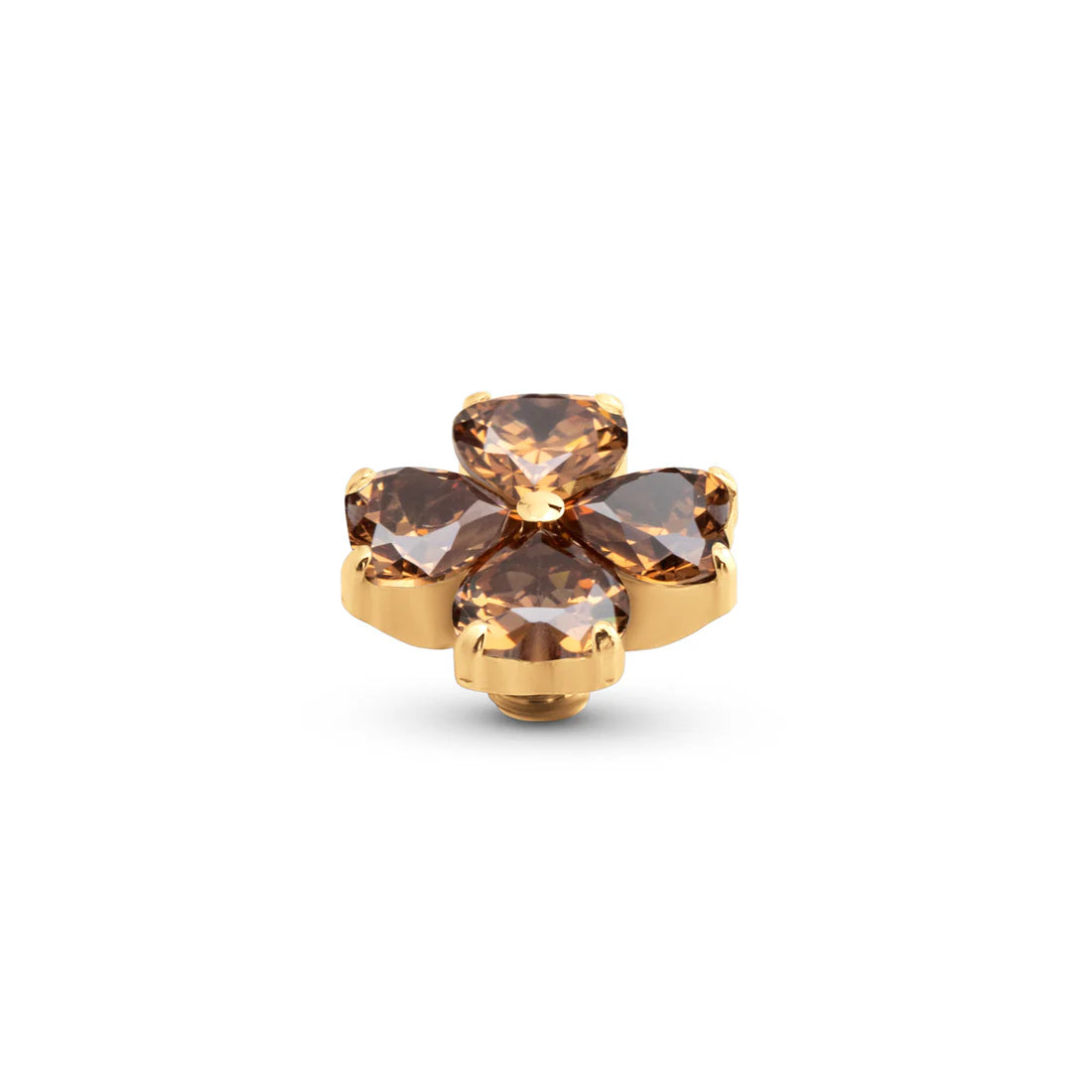 Melano Twisted Heart Clover Steentje GOUD Coffee