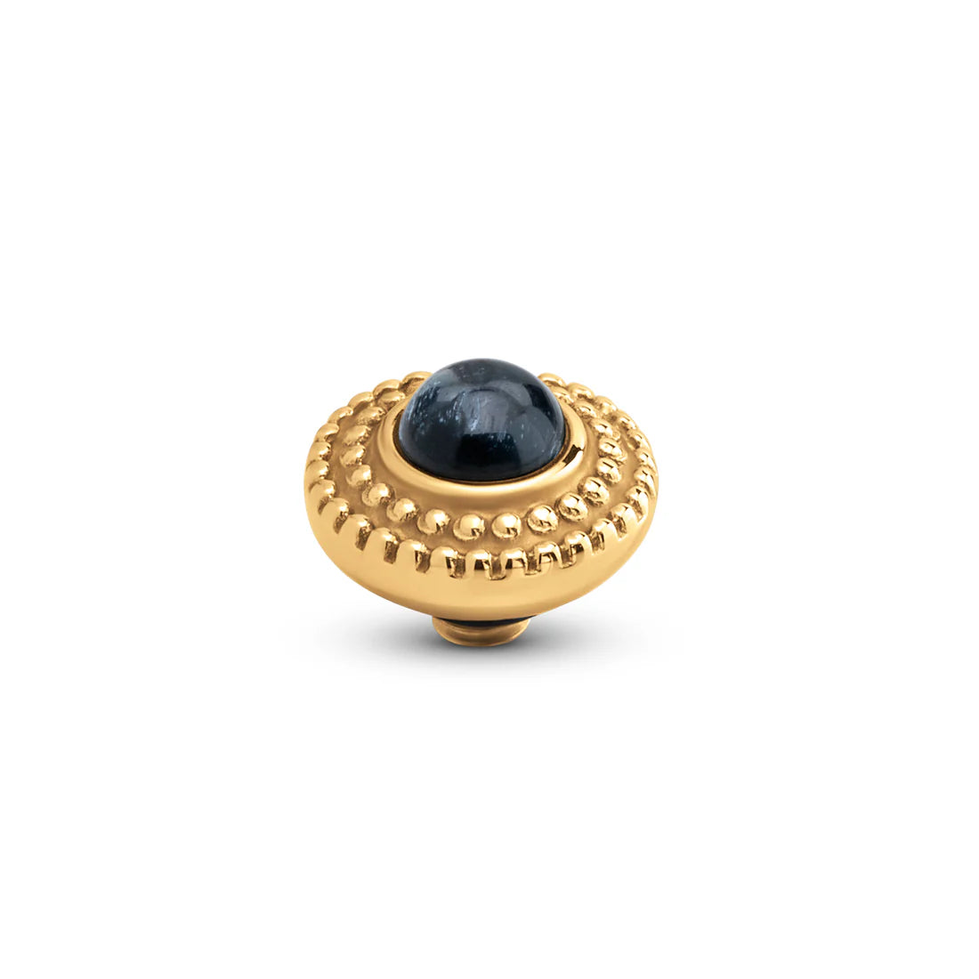 Melano Twisted Bali Bulb Gem Steentje GOUD Blue Tigereye