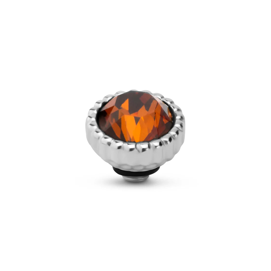 Melano Twisted Bali Petite Steentje ZILVER Smoked Amber