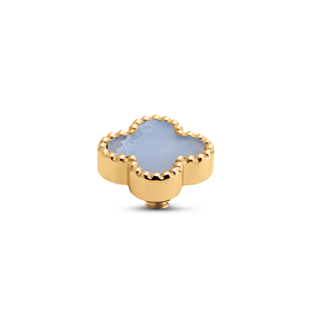 Melano TWISTED Gem Clover Steentje (GOUD) BLUE LACE AGATE