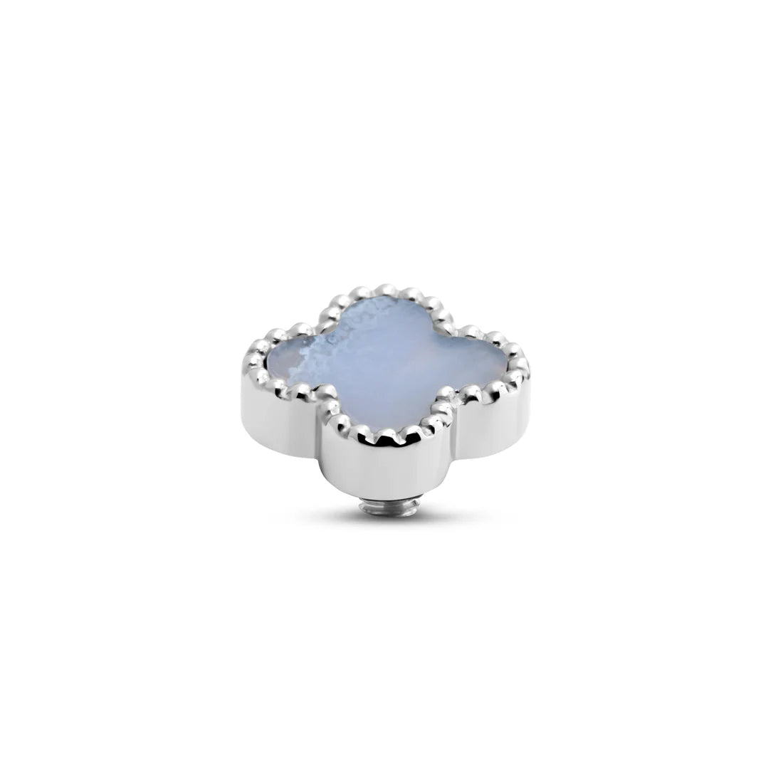 Melano TWISTED Gem Clover Steentje (ZILVER) BLUE LACE AGATE