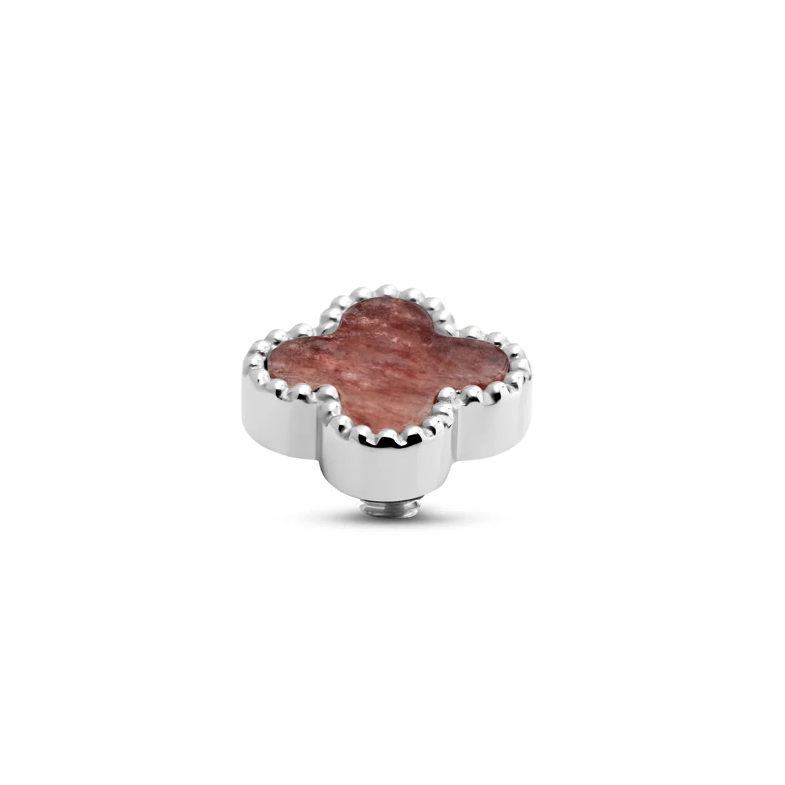 Melano TWISTED Gem Clover Steentje (ZILVER) LIGHT STRAWBERRY QUARTZ
