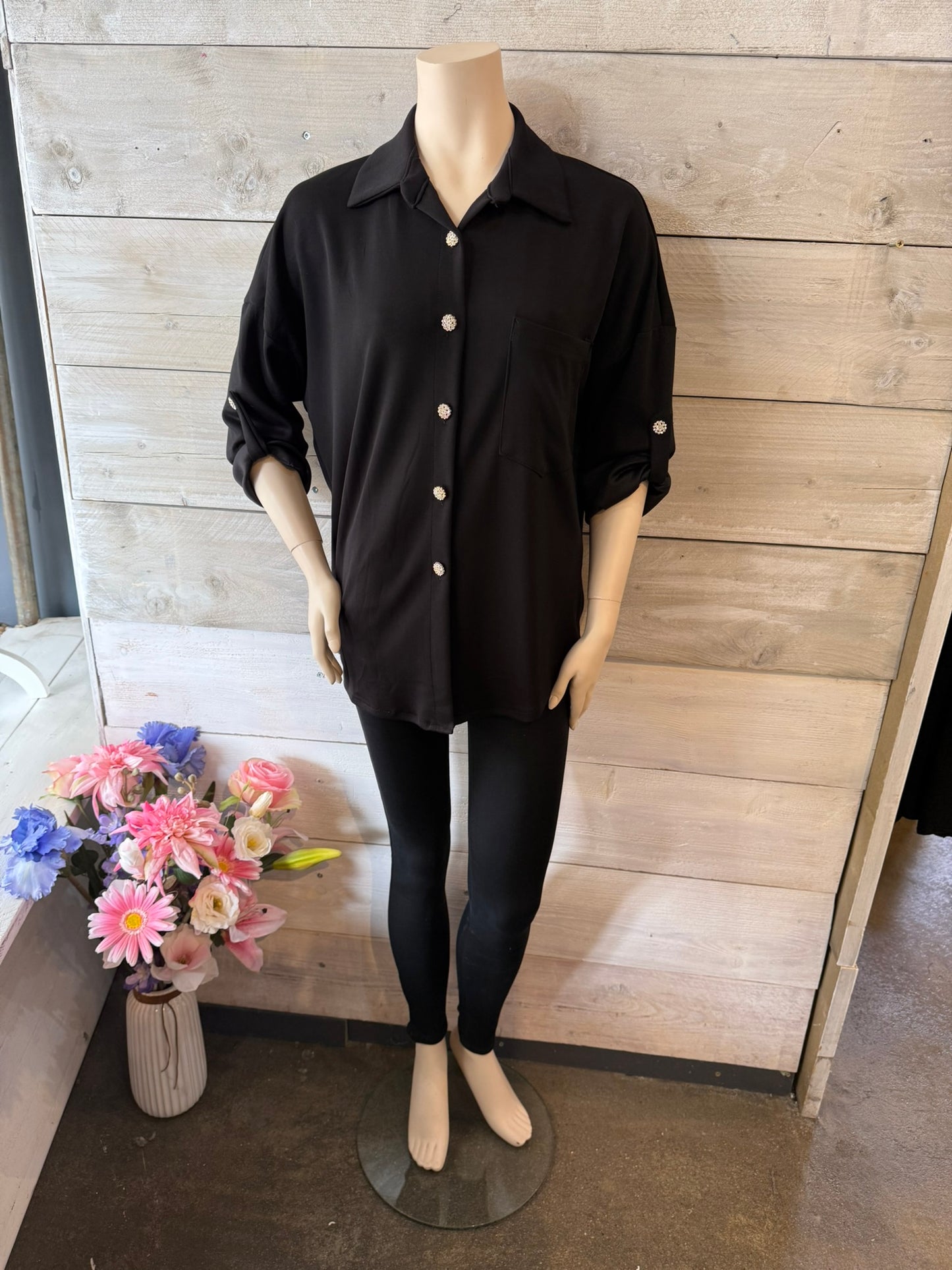 Blouse Bling Bling zwart