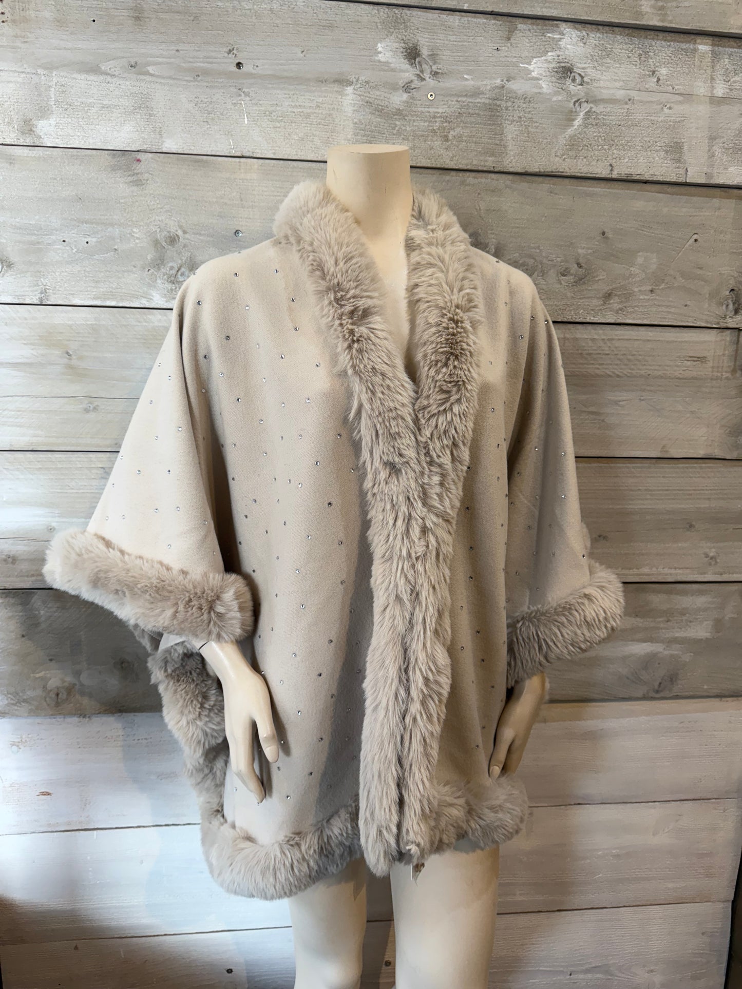 Poncho bling bling beige