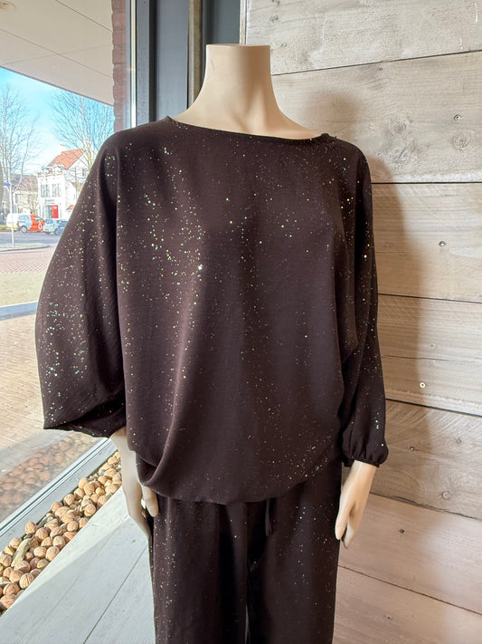 Glitter blouse 2 (bruin) 0046