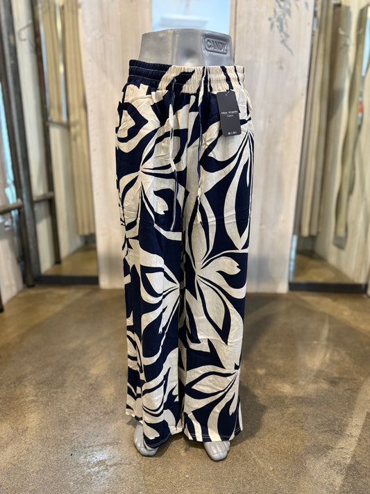 ZOMERBROEK (BLAUW/BEIGE) LINNENLOOK