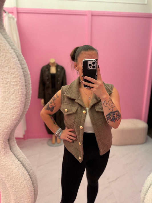 TEDDY GILET (TAUPE)