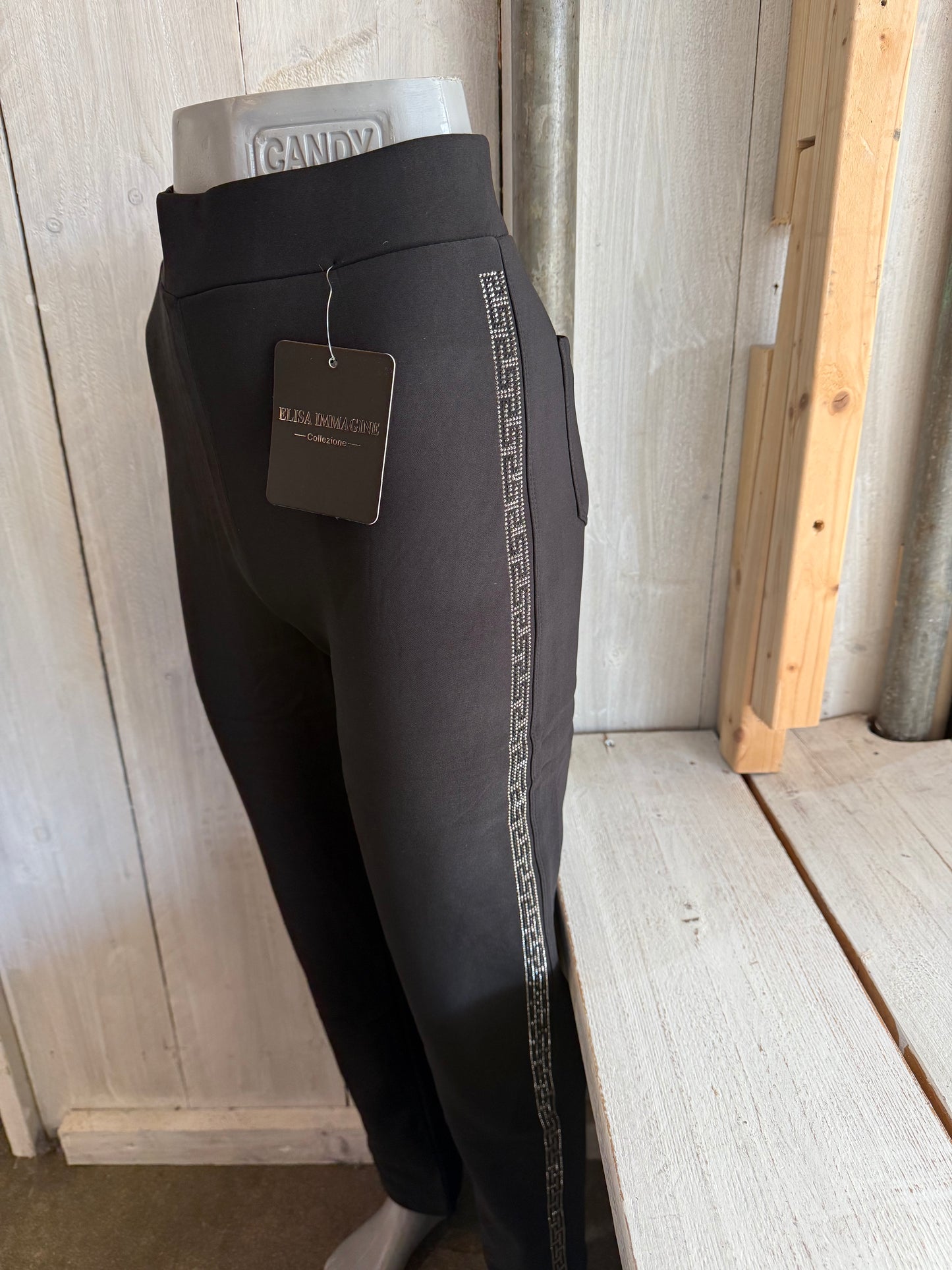 Travel broek glitter streep