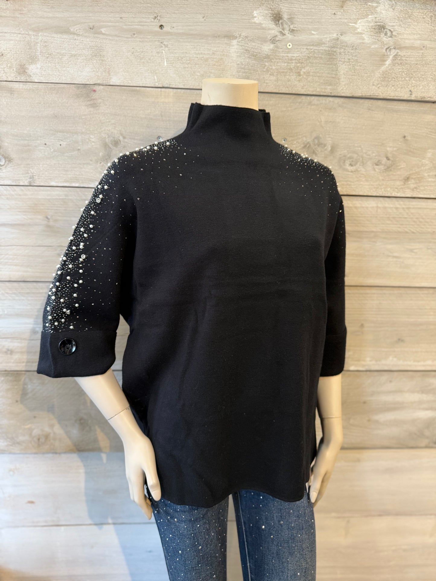 Top met glitters zwart