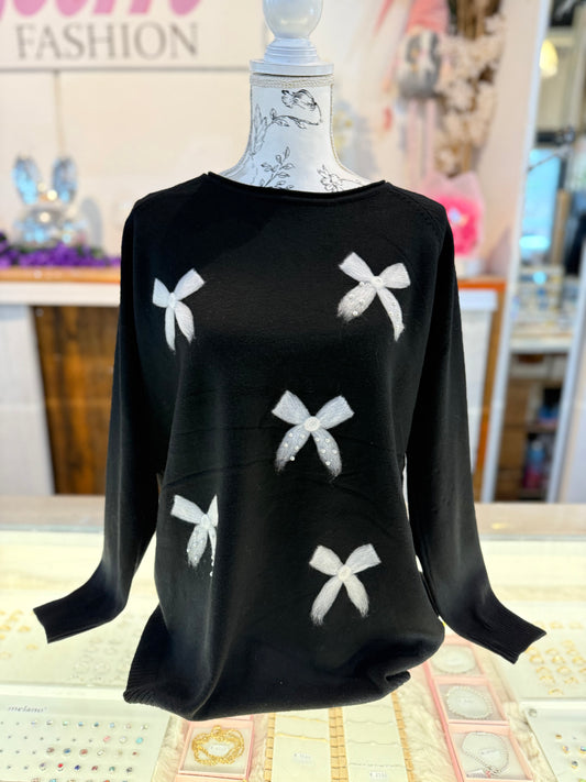 Trui met strikjes (zwart) 0234