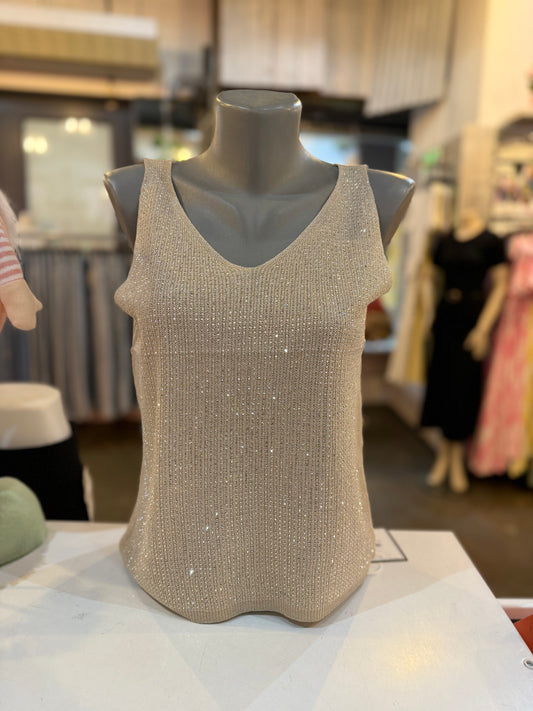 TOP BLINGBLING V-HALS (CAMEL)