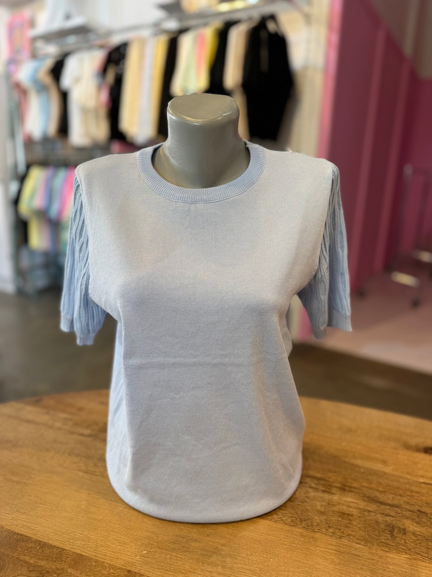 TOP SAMAN KORTE MOUW (BLAUW)