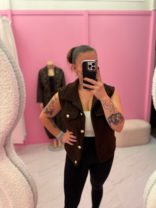 TEDDY GILET (BROWN)