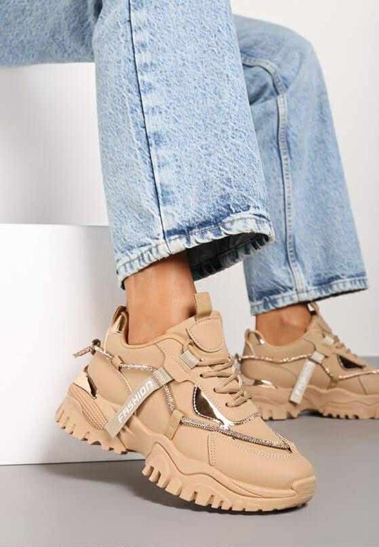 Chunky sneakers met strass-details