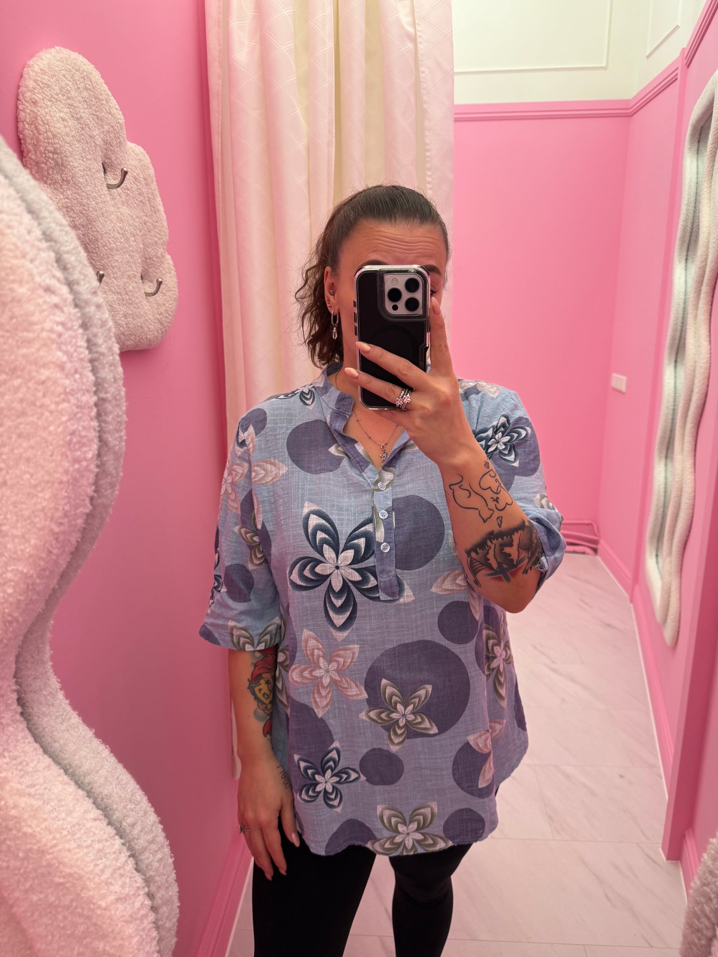 BLOUSE BLOEMEN (BLAUW)