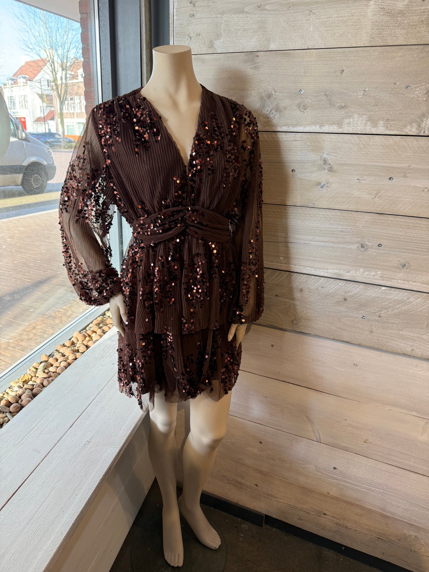 Glitter(kerst)jurk (bruin) 0002