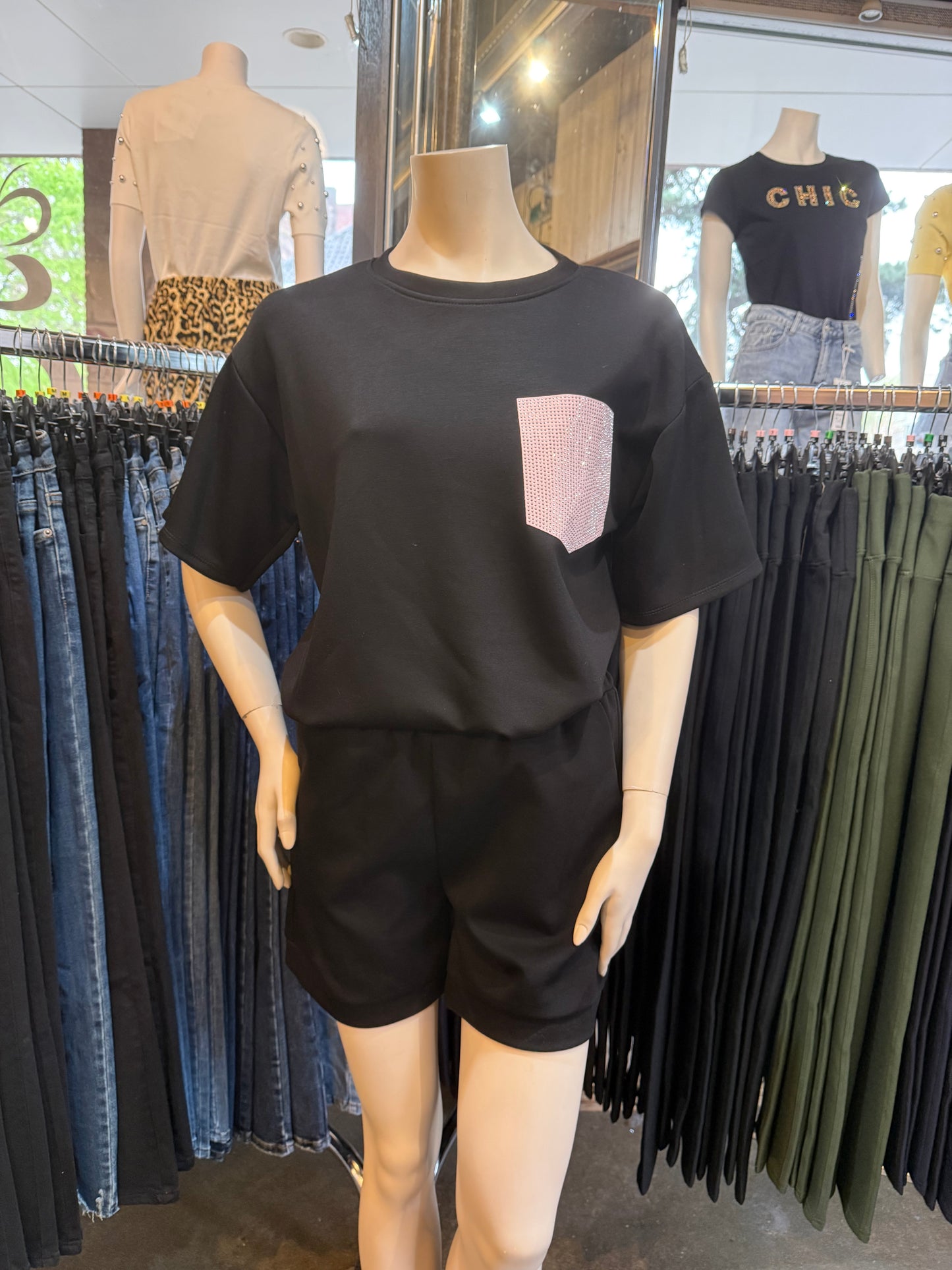 2DELIGE SET PINK POCKET (ZWART)