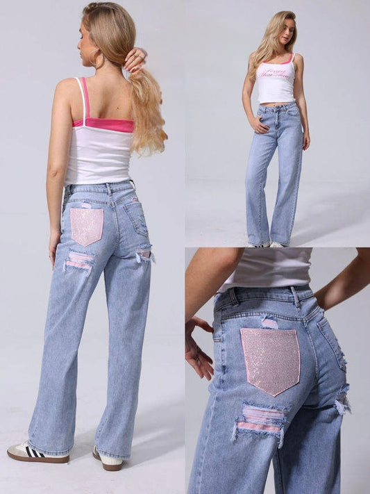 VIRAL POCKET JEANS HELLO MISS 🩷