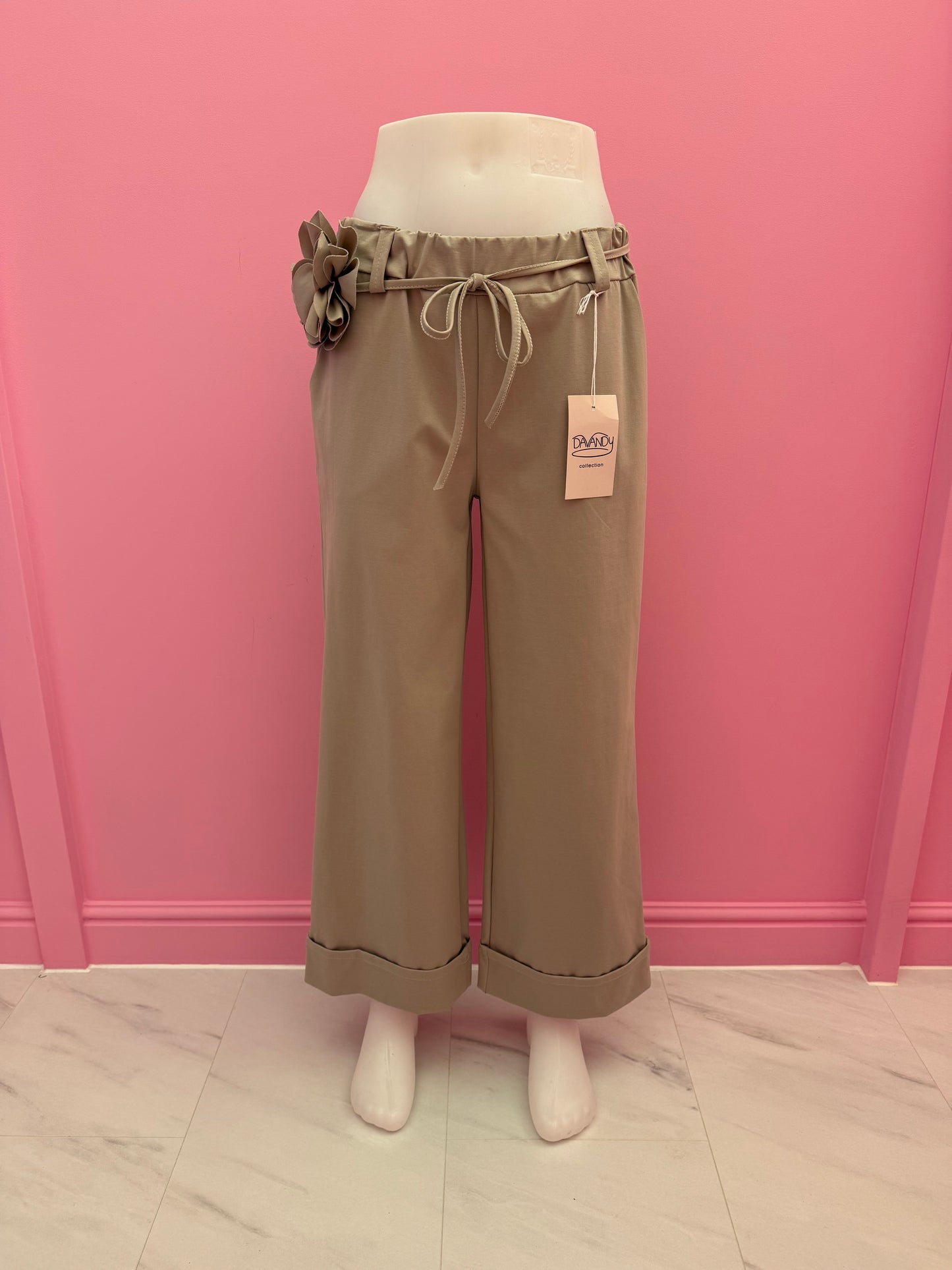 BROEK MET STRIKKOORD (BEIGE)