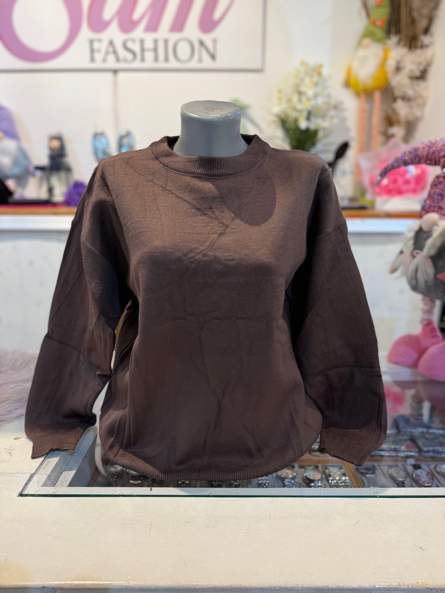 Perfectly inperfect trui bruin