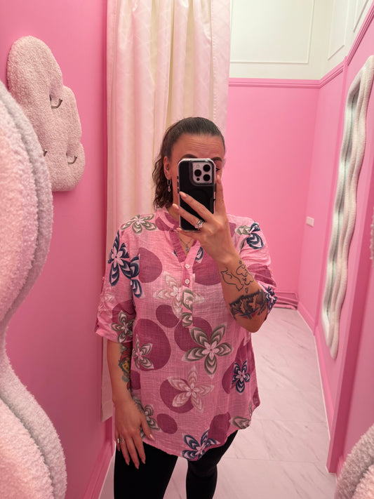 BLOUSE BLOEMEN (ROZE)