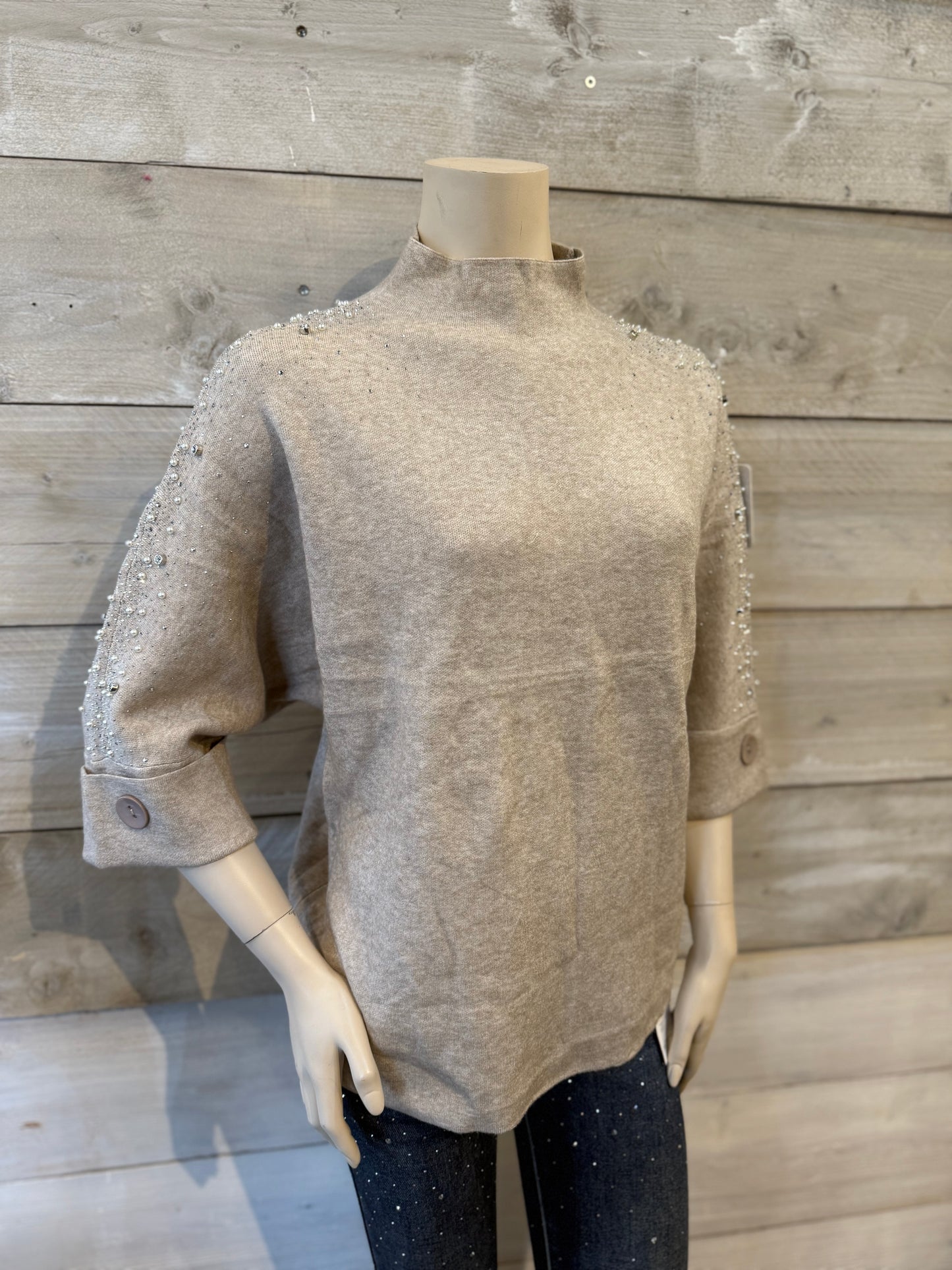 Top met glitters beige