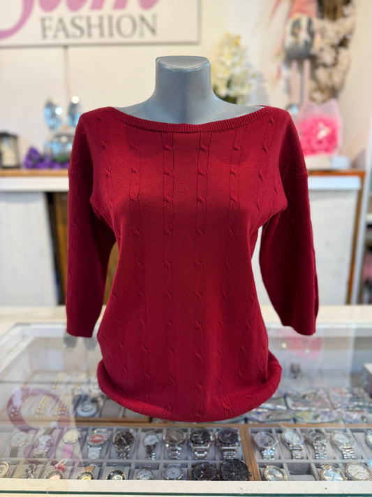 Basic top 3/4 mouw (rood) 0085