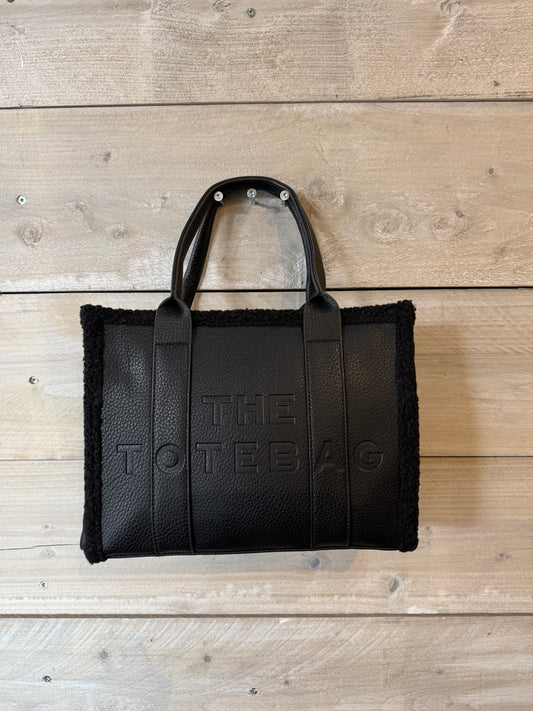 The Tote Bag (zwart) met bont