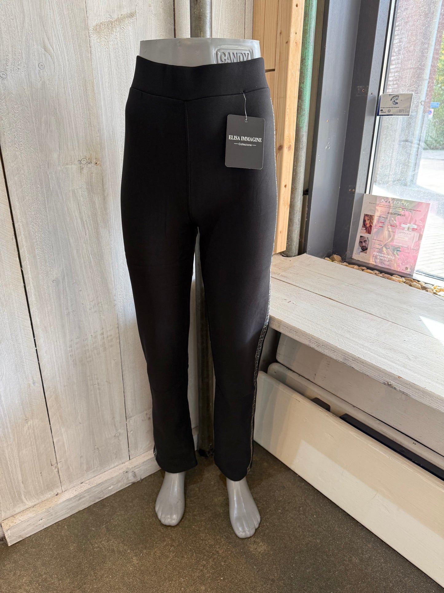 Travel broek glitter streep