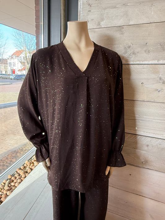 Glitter blouse 4 (bruin) 0050