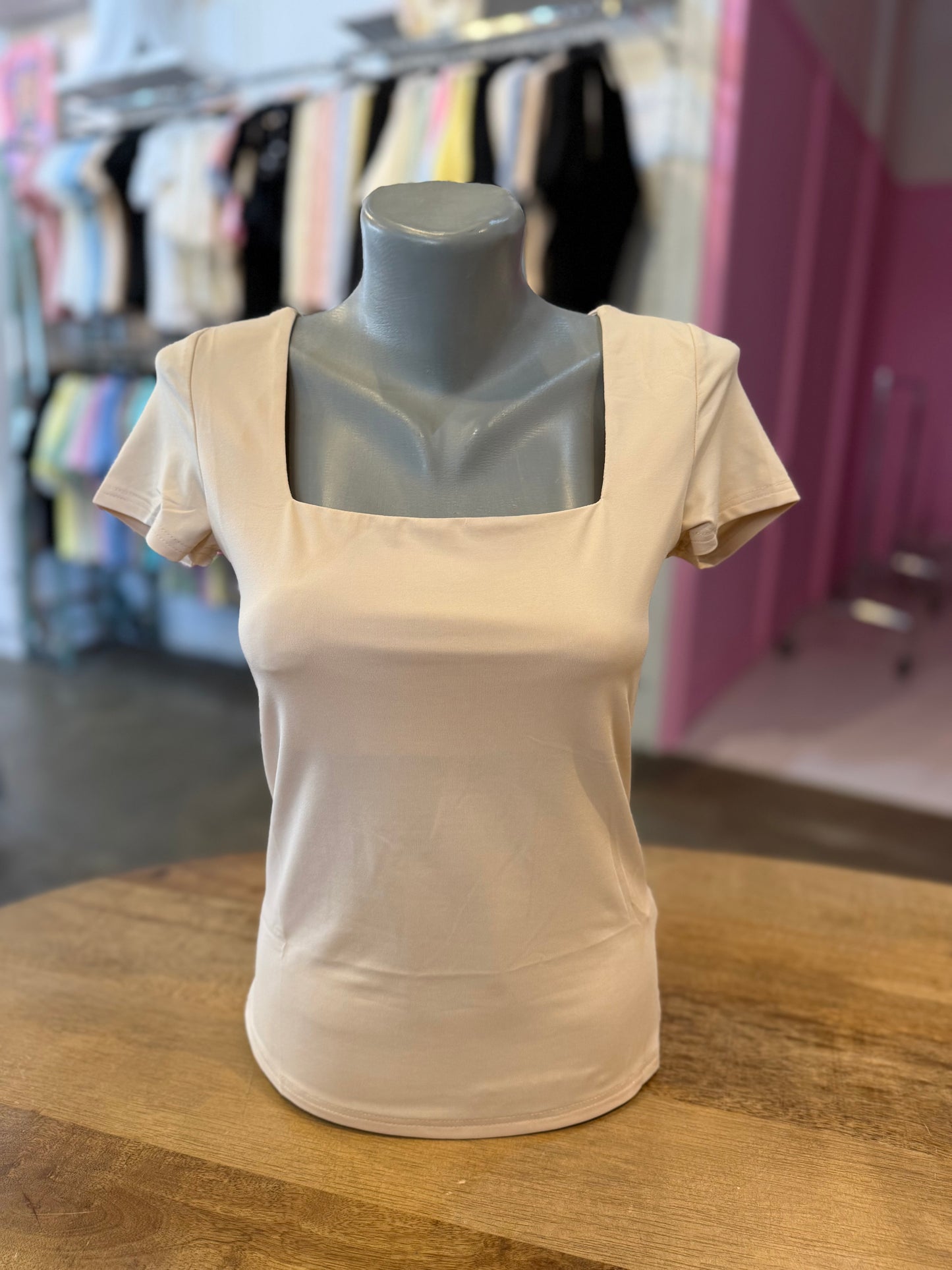 BYSWAN BASIC TOP (BEIGE) #SUPERSTRETCH