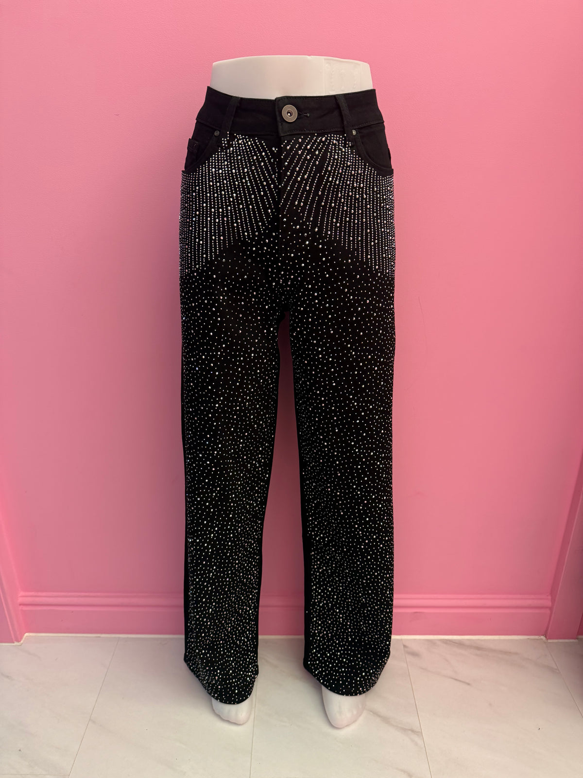 JEANS GOODIES WIDE LEG PLUS BLINGBLING (BLACK)