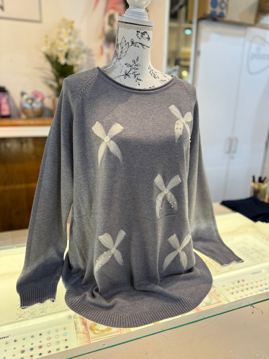 Trui met strikjes (grijs) 0233