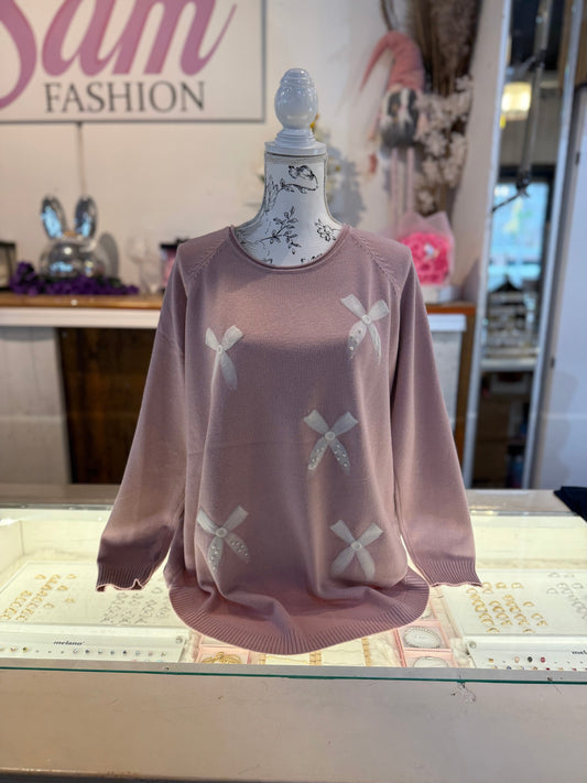 Trui met strikjes (roze) 0231